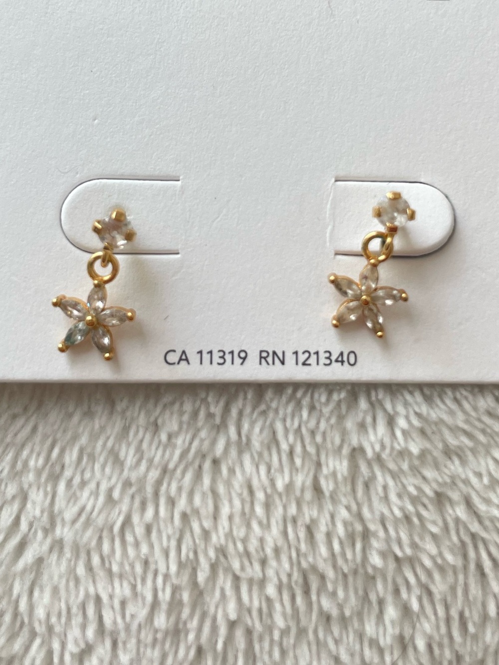 Lovisa flat back cubic zirconia surgical steel stud earrings (gold flowers)